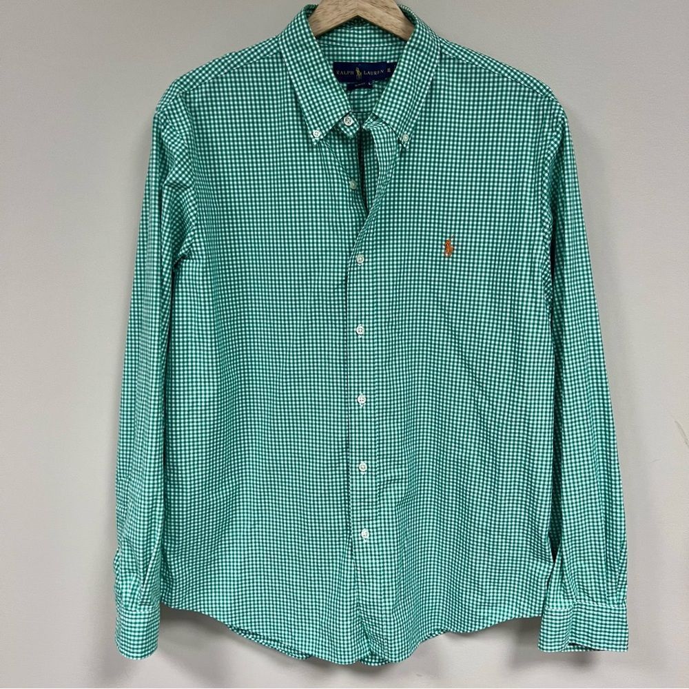Ralph Lauren green/ white gingham button down Sz XL